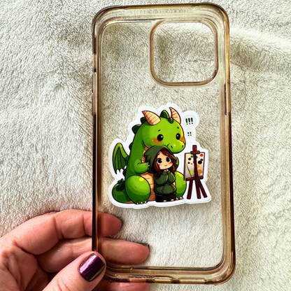 Cheryl and Dragon-Mal Chibi Art Sticker