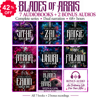Blades of Arris: seven audiobooks and two bonus audios in dual narration, 68+ hours, 42% off