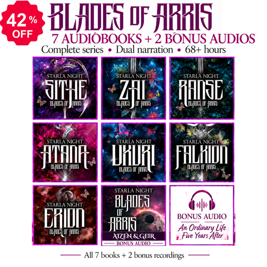 Blades of Arris: seven audiobooks and two bonus audios in dual narration, 68+ hours, 42% off