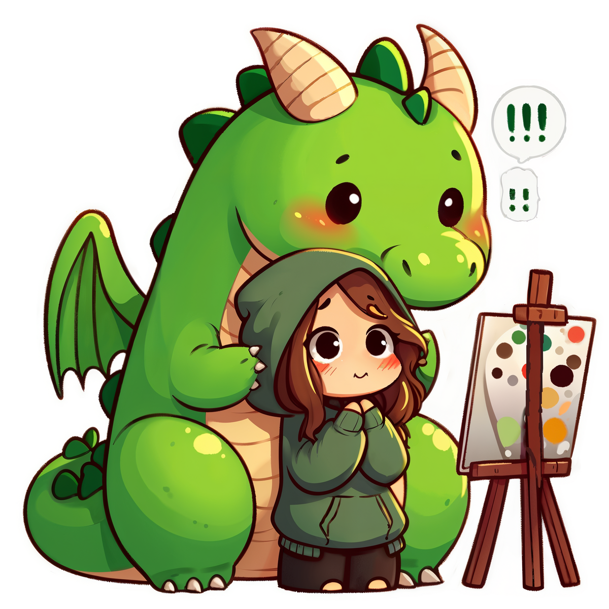 Cheryl and Dragon-Mal Chibi Art Sticker